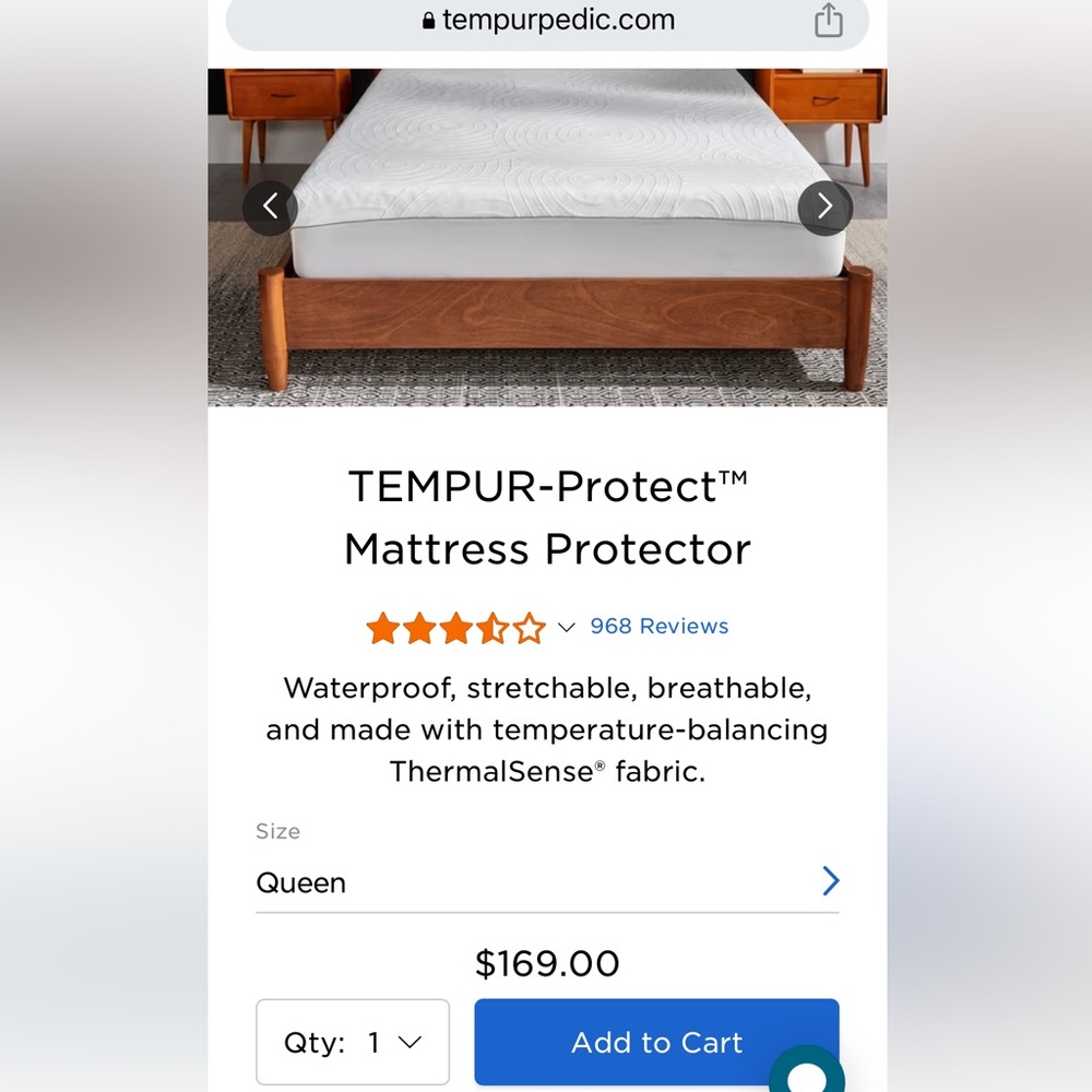 Waterproof Queen Tempur Pedic Matress protector